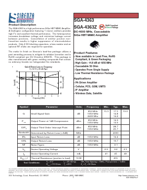 SGA-4363Z Datasheet PDF Sirenza Microdevices => RFMD