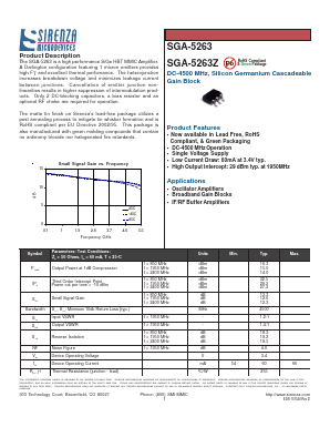SGA-5263 Datasheet PDF Sirenza Microdevices => RFMD