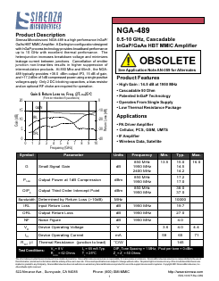 NGA-489 Datasheet PDF Sirenza Microdevices => RFMD