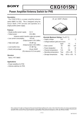 CXG1015N Datasheet PDF Sony Semiconductor