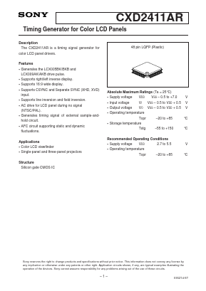 CXD2411AR Datasheet PDF Sony Semiconductor