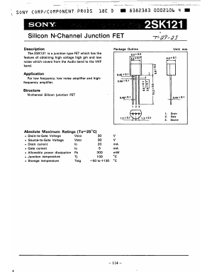 2SK121 Datasheet PDF Sony Semiconductor