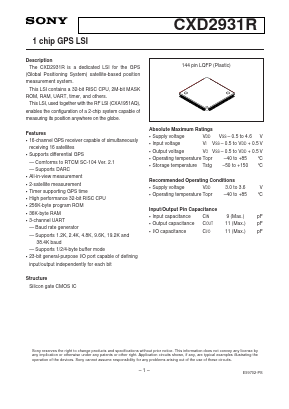 CXD2931R Datasheet PDF Sony Semiconductor