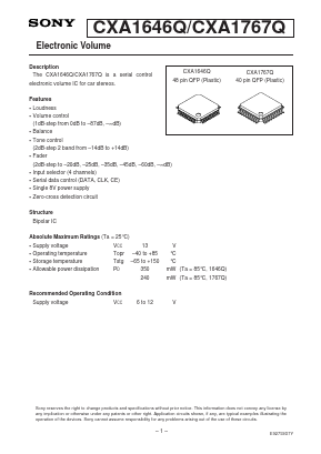 CXA1646Q Datasheet PDF Sony Semiconductor