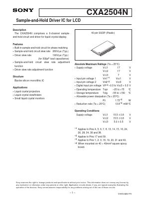 CXA2504 Datasheet PDF Sony Semiconductor