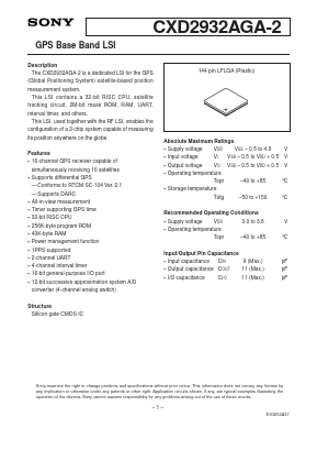 CXD2932AGA-2 Datasheet PDF Sony Semiconductor