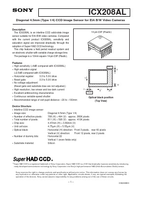 ICX208AL Datasheet PDF Sony Semiconductor
