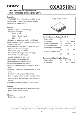CXA3510N Datasheet PDF Sony Semiconductor