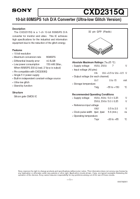 CXD2315Q Datasheet PDF Sony Semiconductor