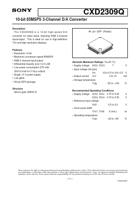 CXD2309Q Datasheet PDF Sony Semiconductor