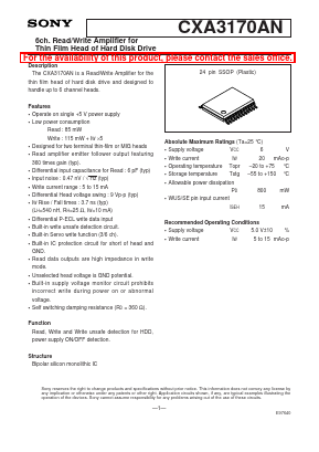 CXA3170AN Datasheet PDF Sony Semiconductor