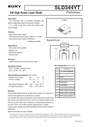 SLD344YT-2 Datasheet PDF Sony Semiconductor