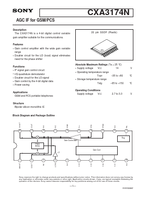CXA3174N Datasheet PDF Sony Semiconductor