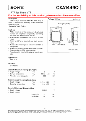 CXA1449Q Datasheet PDF Sony Semiconductor
