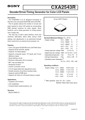 CXA2543R Datasheet PDF Sony Semiconductor