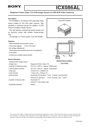ICX086AL Datasheet PDF Sony Semiconductor