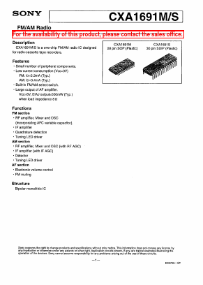 CXA1691M Datasheet PDF Sony Semiconductor
