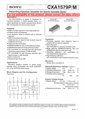 CXA1578M Datasheet PDF Sony Semiconductor
