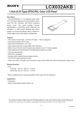 LCX032AKB Datasheet PDF Sony Semiconductor