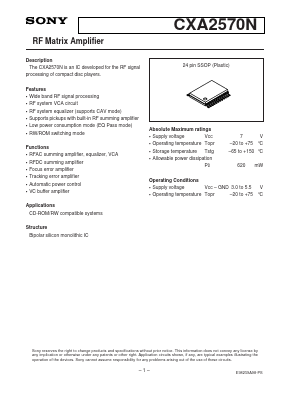 CXA2570 Datasheet PDF Sony Semiconductor
