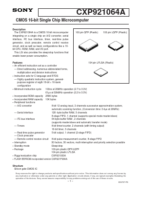CXP921064A Datasheet PDF Sony Semiconductor