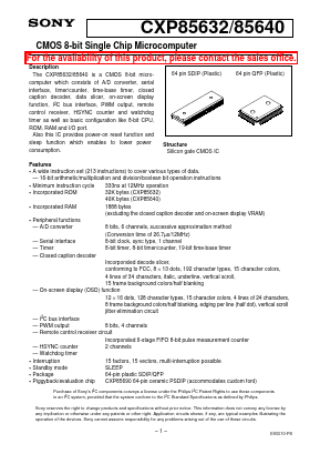 CXP85640 Datasheet PDF Sony Semiconductor