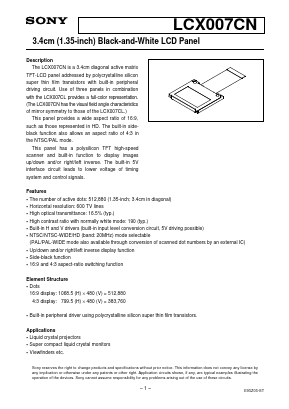 LCX007CN Datasheet PDF Sony Semiconductor