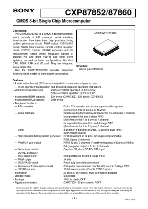 CXP87852 Datasheet PDF Sony Semiconductor