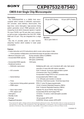 CXP87532 Datasheet PDF Sony Semiconductor