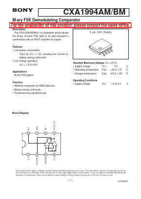CXA1994 Datasheet PDF Sony Semiconductor
