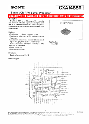CXA1488R Datasheet PDF Sony Semiconductor