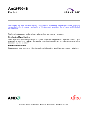 AM29F004BT-70JF Datasheet PDF Spansion Inc.