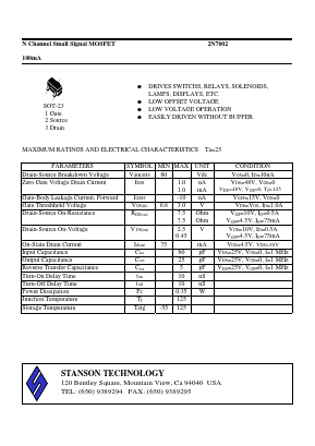2N7002 Datasheet PDF STANSON TECHNOLOGY