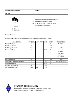BAT54 Datasheet PDF STANSON TECHNOLOGY