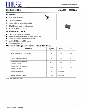 SMAZ5V1 Datasheet PDF Surge Components
