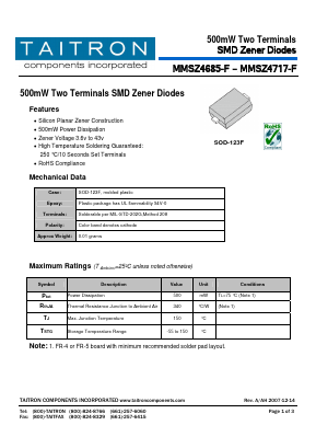 MMSZ4695-F Datasheet PDF TAITRON Components Incorporated