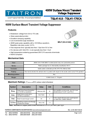 TGL41-18A Datasheet PDF TAITRON Components Incorporated