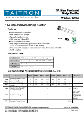 W005G Datasheet PDF TAITRON Components Incorporated