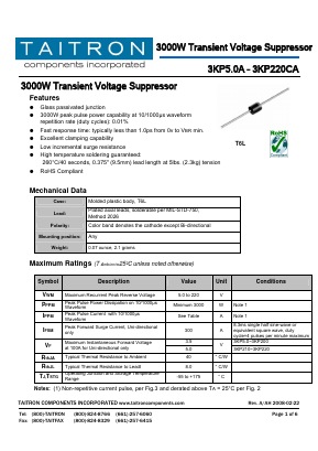 3KP13CA Datasheet PDF TAITRON Components Incorporated