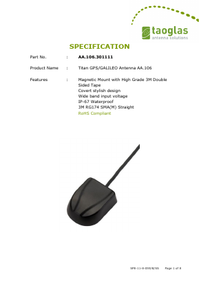 AA106301111 Datasheet PDF Taoglas antenna solutions