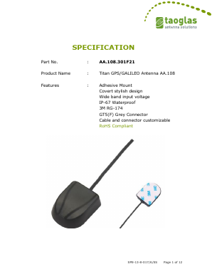 AA108301F21 Datasheet PDF Taoglas antenna solutions