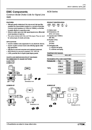ACM2012-900-2PTL Datasheet PDF TDK Corporation