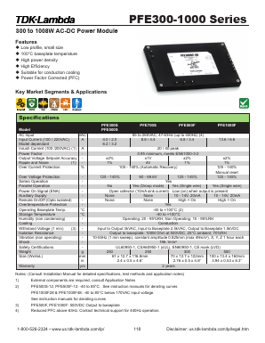 PFE1000F-48 Datasheet PDF TDK Corporation