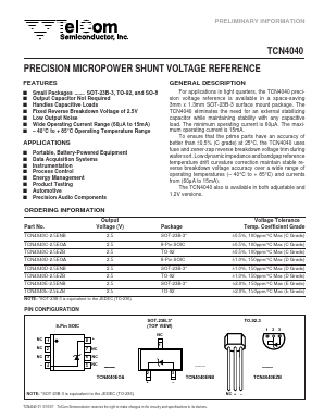 TCN4040E-2.5EZB Datasheet PDF TelCom Semiconductor, Inc