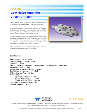 TLA-8-2013 Datasheet PDF Teledyne Technologies Incorporated