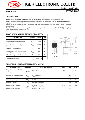 BTW69-1200 Datasheet PDF Tiger Electronic