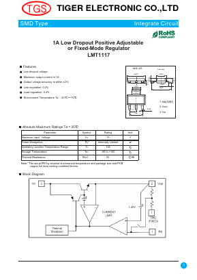 LMT1117-XXX Datasheet PDF Tiger Electronic