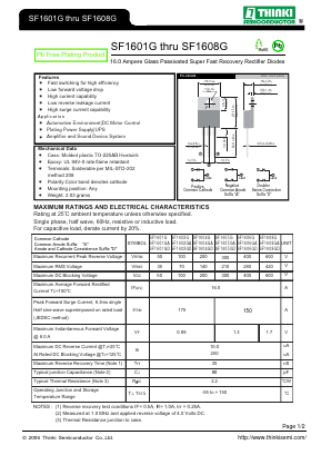 SF1608G Datasheet PDF Thinki Semiconductor Co., Ltd.