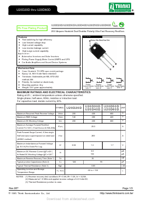U20D40D Datasheet PDF Thinki Semiconductor Co., Ltd.