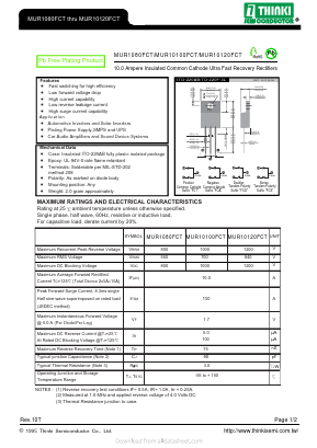 MUR1080FCT Datasheet PDF Thinki Semiconductor Co., Ltd.